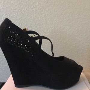 Black Suede Wedges